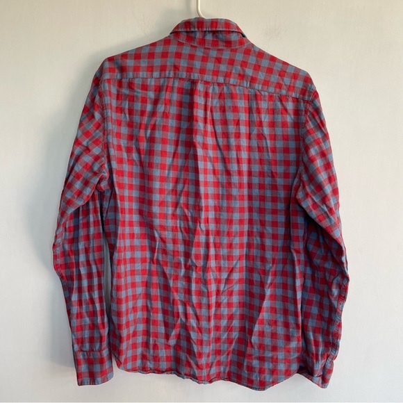 J. Crew Slim Untucked Cottton Linen Twill Men's Red and Blue Checkered Shirt M - Picture 10 of 10